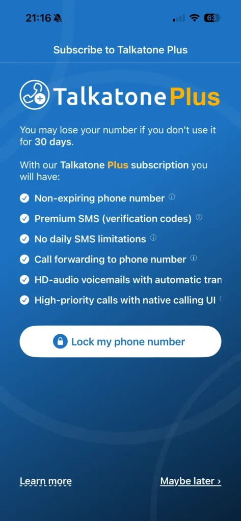 Talkatone Plus宣伝画面